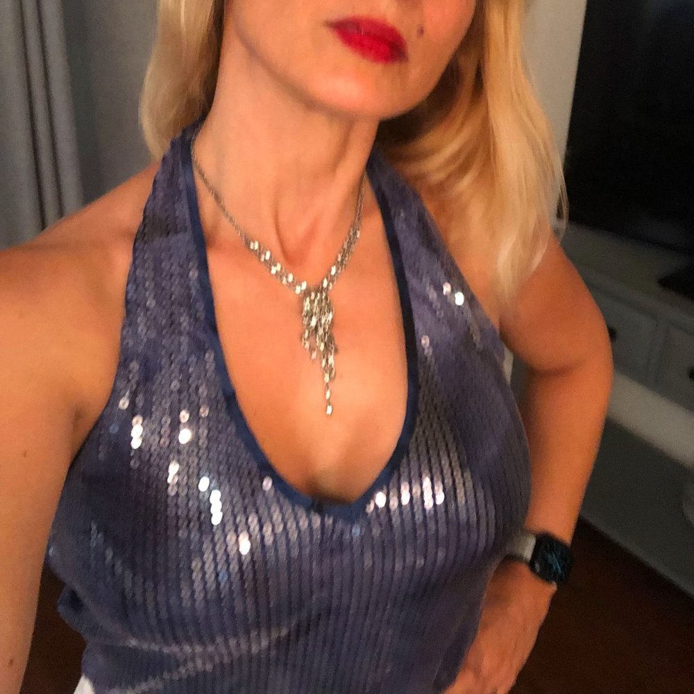 Price Drop!! Blue Sequined Halter Top or Short Dress